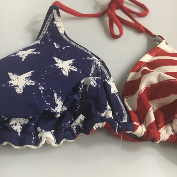 ᴜsᴀ ғʟᴀɢ sᴡɪᴍ ᴛᴏᴘ 🇺🇸 Sz S • triangle string - Picture 2 of 2